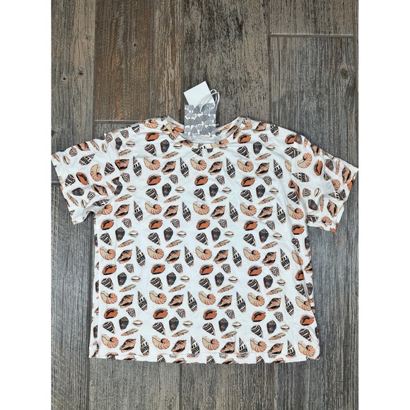 kate quinn Other - Kate Quinn Girls Size 9-10Y Seashell Print Short Sleeve T-Shirt White‎